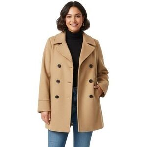 Vtg St. John's Bay Coat Womens 1X Brown Wool Blend Pea Coat Lined Classic Winter